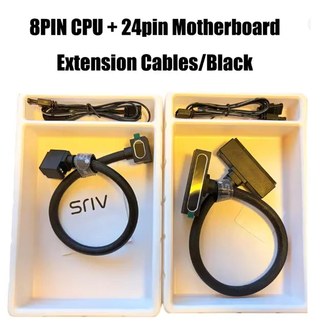 AIJS ATX 24PIN Extension Cable, ARGB PC Cable with 5V 3Pin,18AWG 90 Degree Right-Angle Design Male-to-Female Connectors
