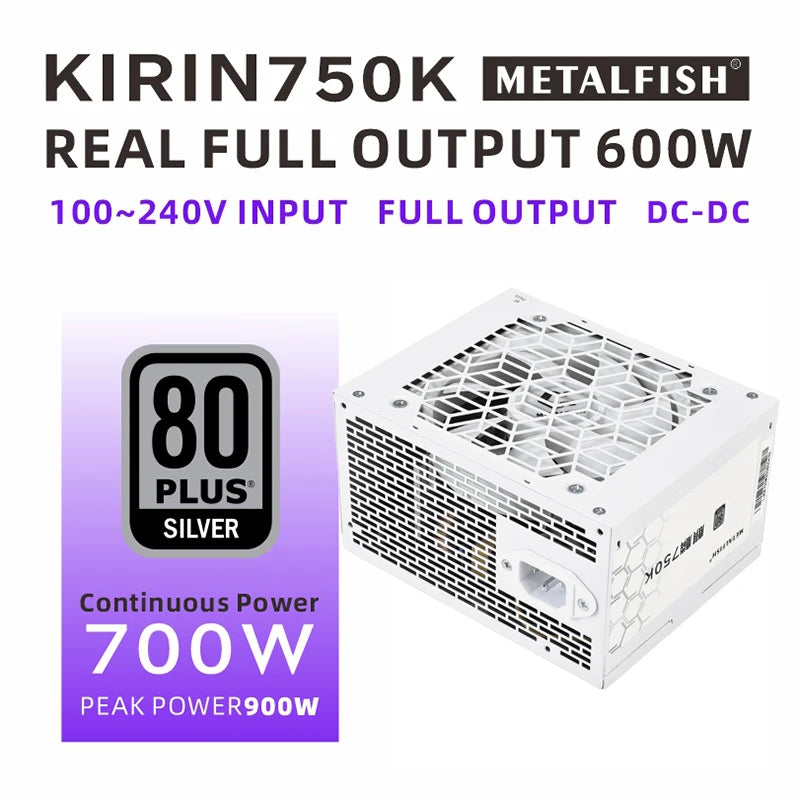 ⚡ METALFISH KIRIN750K – Fonte Premium ATX 600W / 700W | 80 Plus Silver | White Edition | ATX 3.0 | Full Modular (700W) ⚡