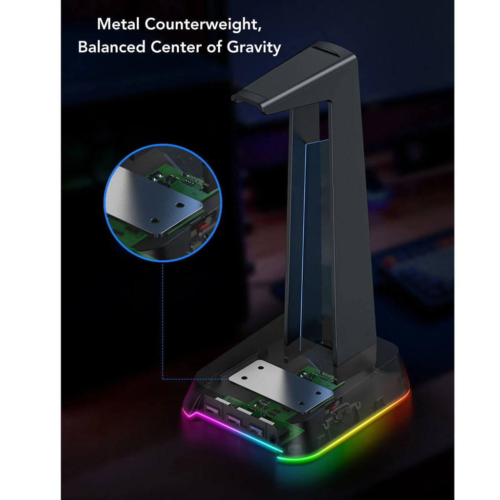 🎧✨ Suporte Gamer para Headset com Iluminação RGB, Porta USB e Design Multifuncional ✨🎧
