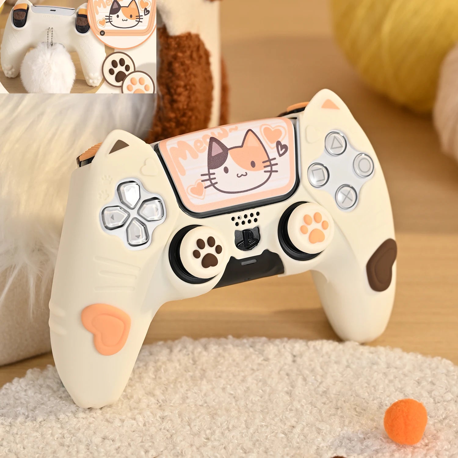 🐱 Cute Calico Cat Silicone Case para PS5 – Protege e Personaliza o Teu Comando! 🎮
