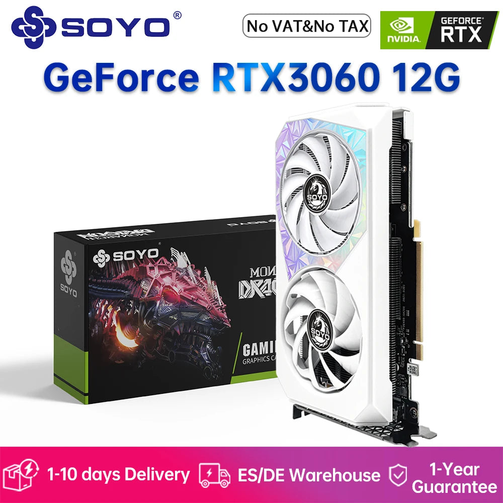 SOYO NVIDIA RTX 3060 12GB 🔥🎮 | Placa de Vídeo Potente para Jogos, Criação e Alto Desempenho