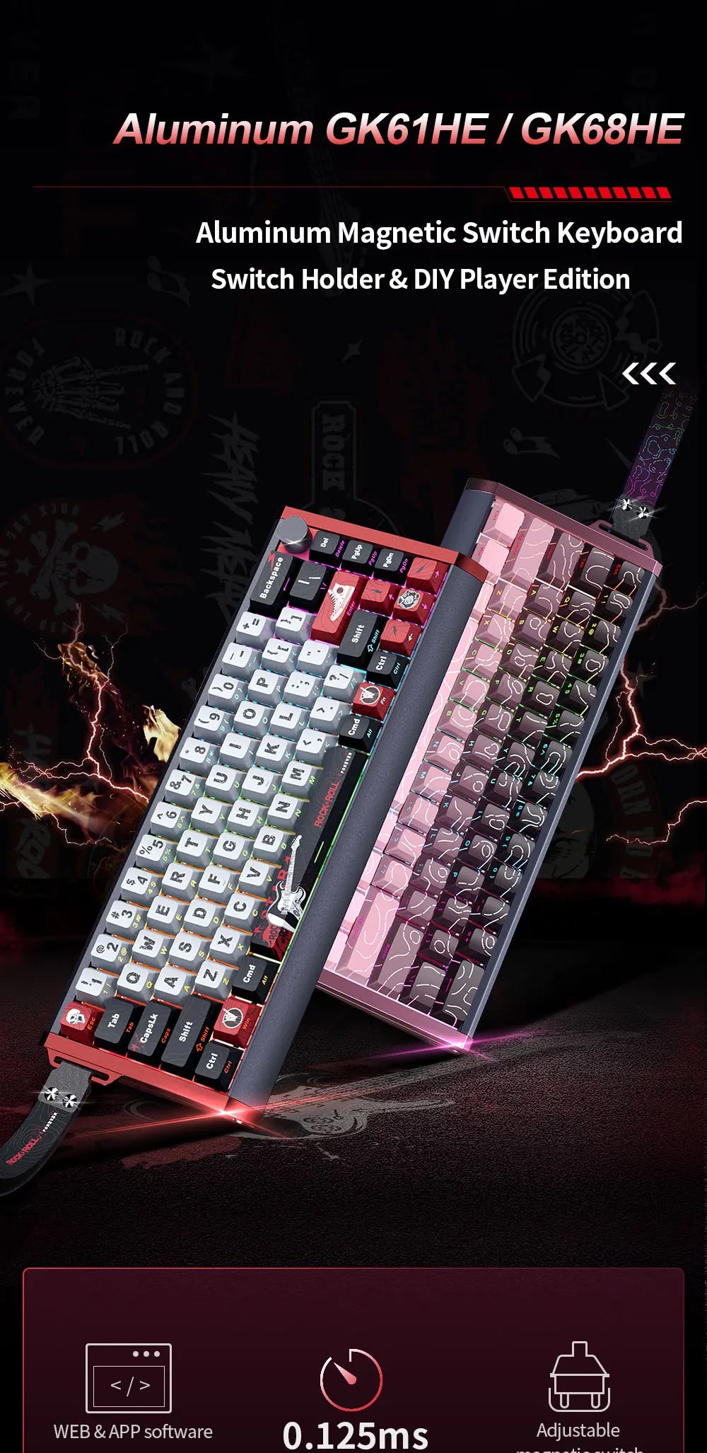 ⌨️ Skyloong GK61/GK68 HE – Teclado Mecânico Magnético Low Profile 8KHz RGB