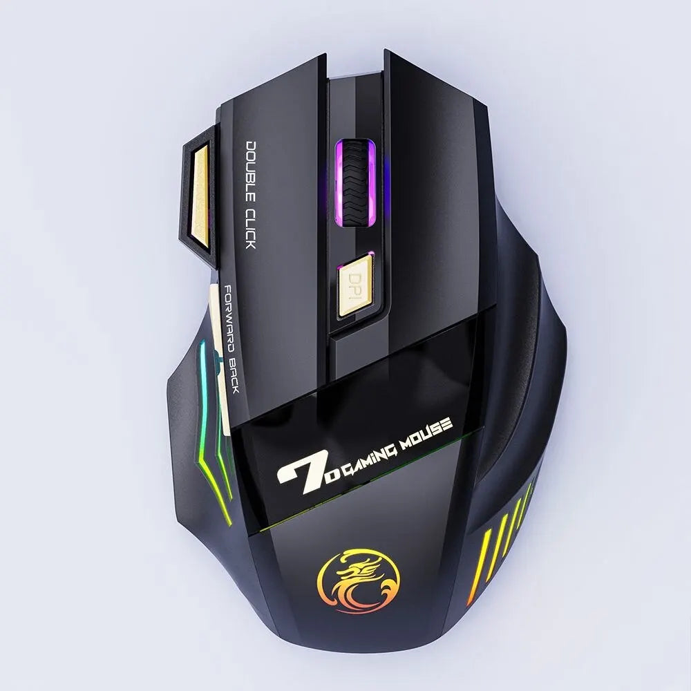 🖱️ Mouse Gamer Wireless IMICE GW-X7 | 3200 DPI, 7 Botões, LED RGB, Recarregável