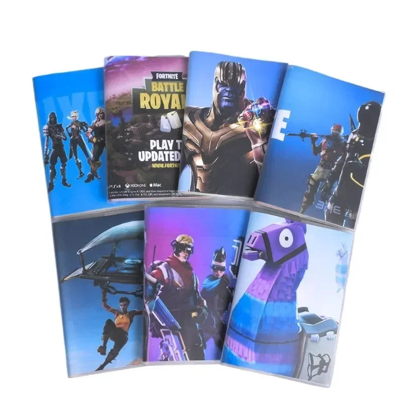 Caderno Fortnite Anime A6 | Diário Escolar PVC Impermeável | Notebook Gaming Temático | Material Escolar Gamer | Bloco Notas Estudante | Journal Criativo Cartoon | Presente Fãs Fortnite | 9x13cm Portátil