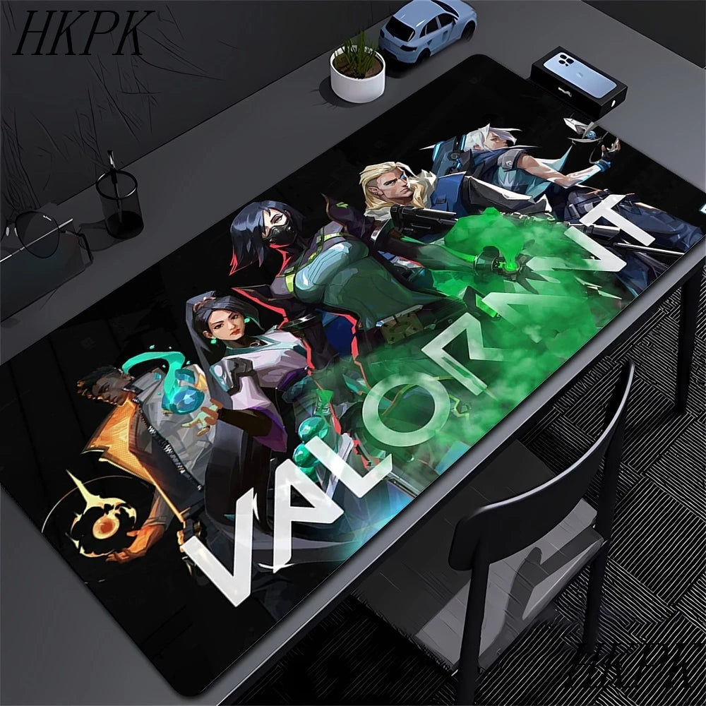 Mouse Pad Gamer Valorant XXL 90x40cm | Tapete Gaming Extended com Bordas Costuradas | Base Borracha Natural Antiderrapante | Superfície HD Impermeável | Compatível Óptico e Laser | Teclado e Mouse