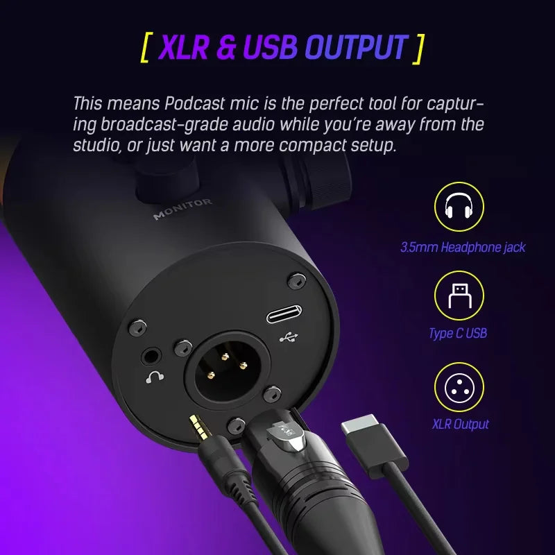 🎧 MovingMic NV7 – Microfone Profissional USB/XLR para Streaming, Podcast e Gaming