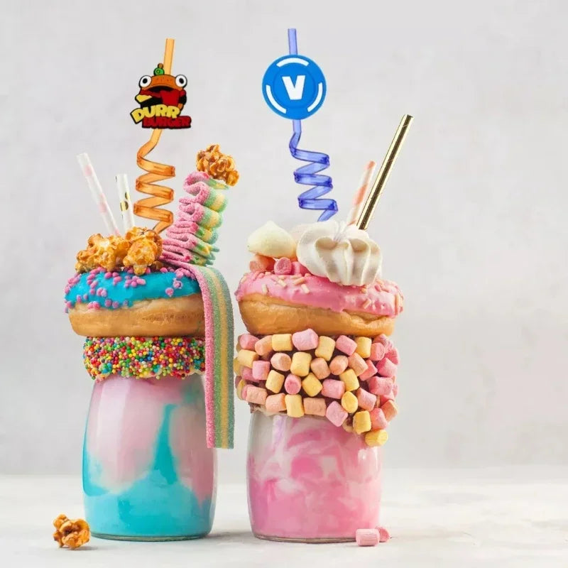 🥤 Kit 8 Canudos Fortnite Reutilizáveis – Diversão Garantida nas Festas! 🎮✨