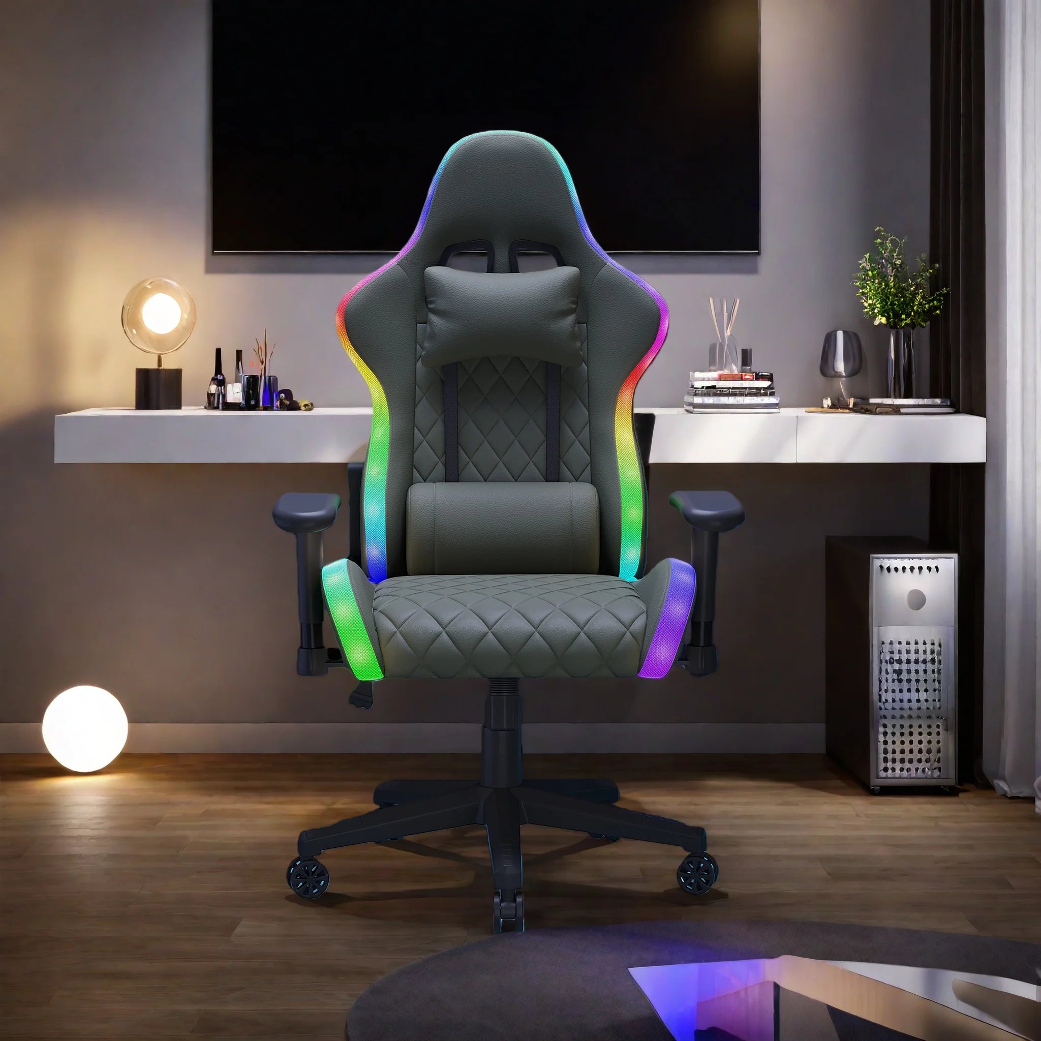 Cadeira Gamer Ergonômica com Massagem e LED RGB