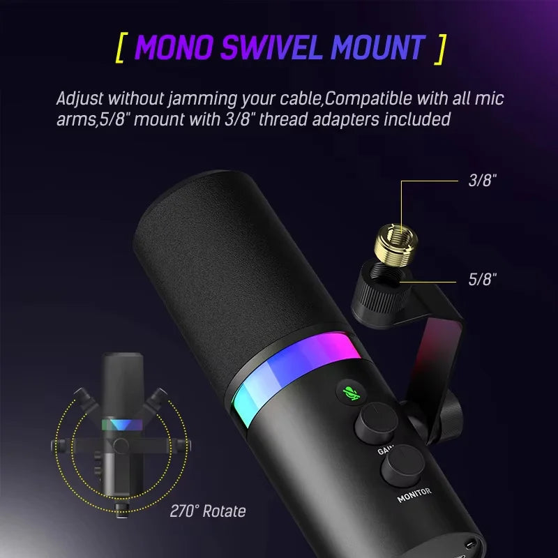 🎧 MovingMic NV7 – Microfone Profissional USB/XLR para Streaming, Podcast e Gaming