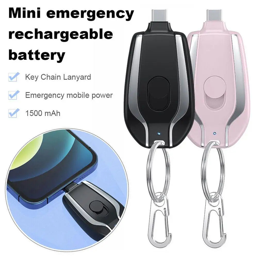 🔋 Mini Power Bank Type-C 1500mAh – Porta-chaves