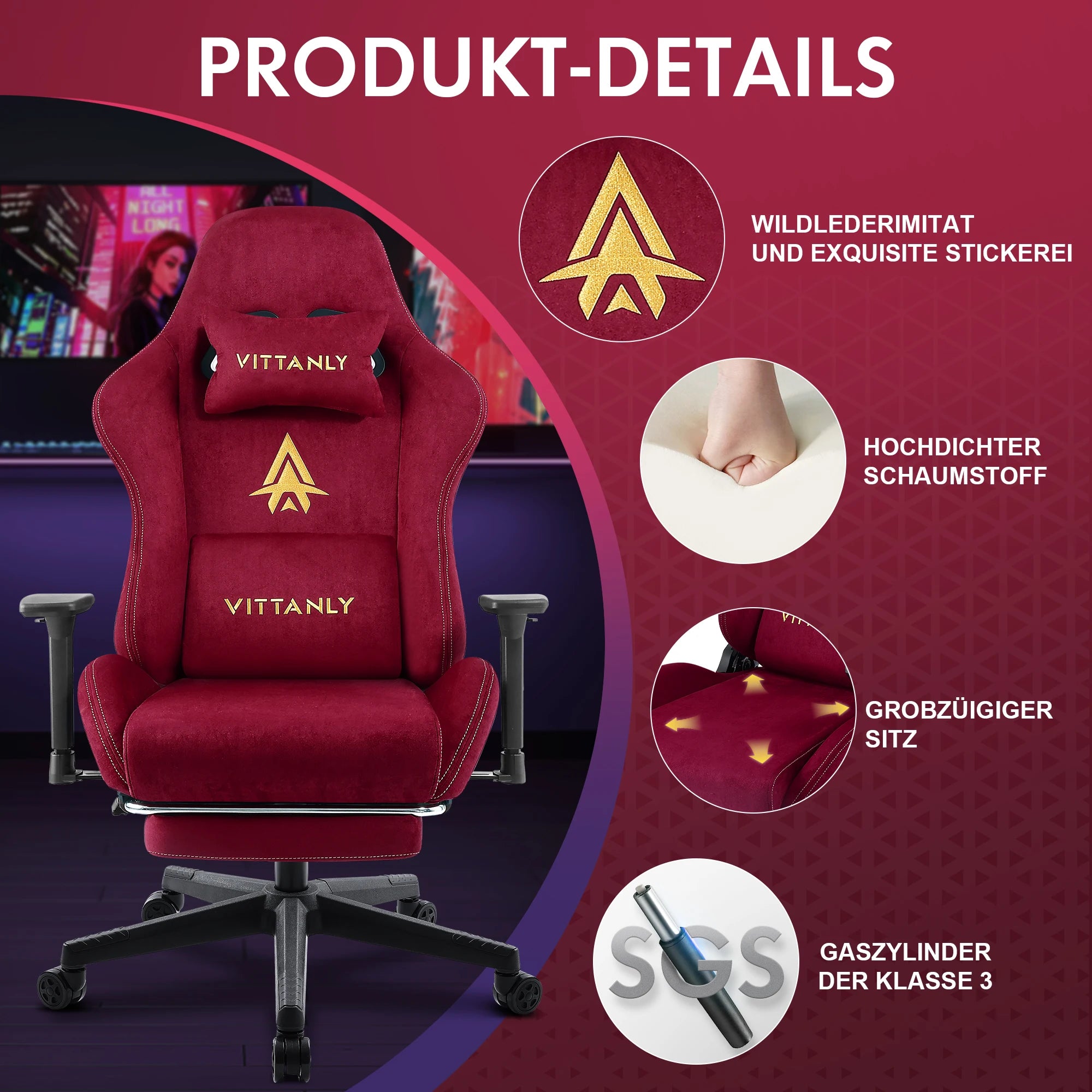 🕹️ Ergonomic Red Gaming Chair – Conforto, Estilo e Desempenho em Cada Partida