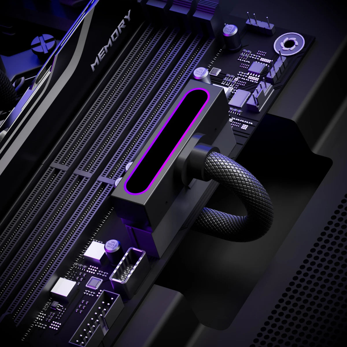 AIJS ATX 24PIN Extension Cable with ARGB – 90° Angled Male-Female Connectors 