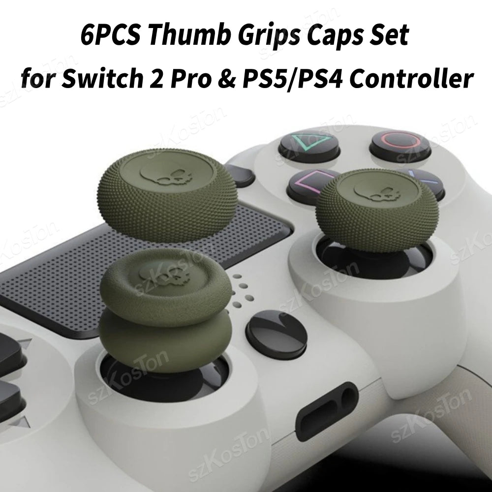 Kit 6 Thumb Grips Caps para Controle Switch 2 Pro / PS5 / PS4 – Conforto e Precisão nas Suas Mãos