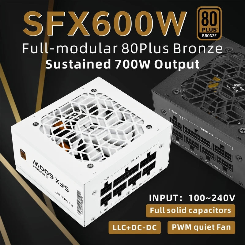 ⚡ METALFISH SFX 600W – Fonte Full Modular 80 Plus Bronze | White Edition ⚡