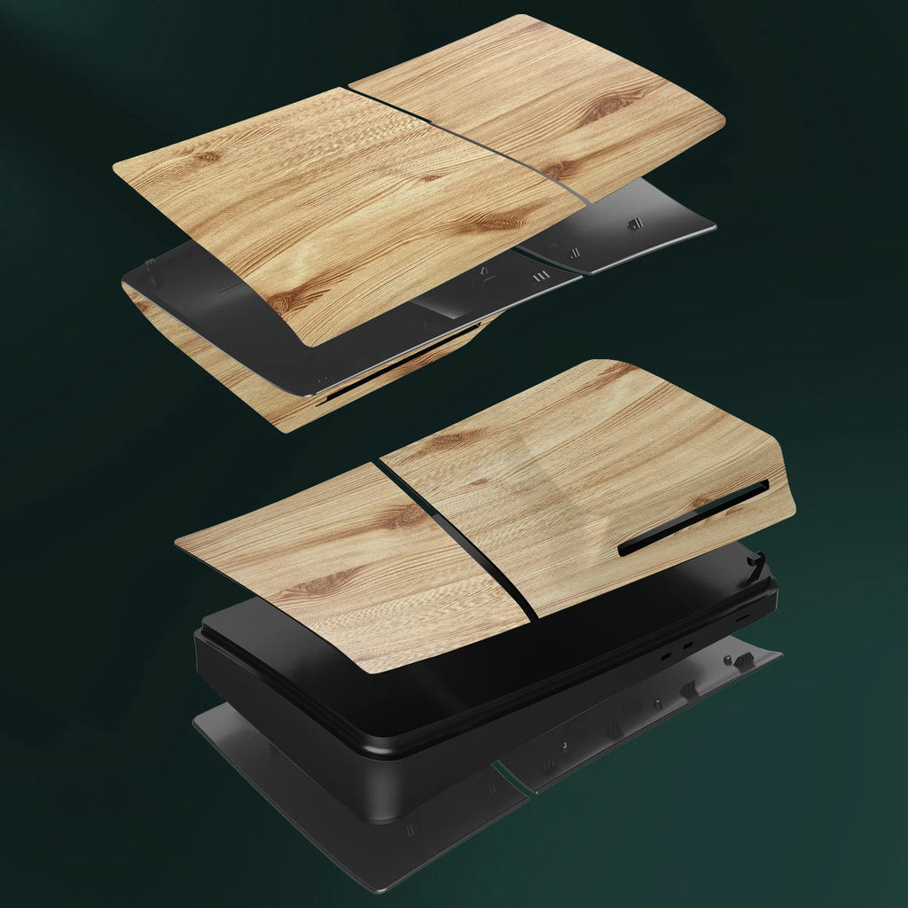 🪵 Capa Premium Efeito Madeira para PS5 Slim Disc Edition