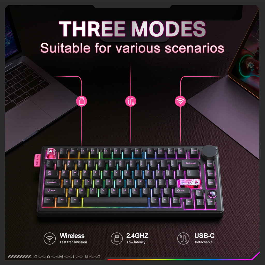 Teclado Mecânico Gamer RGB ONIKUMA MT706 – 81 Teclas | Wireless + Bluetooth