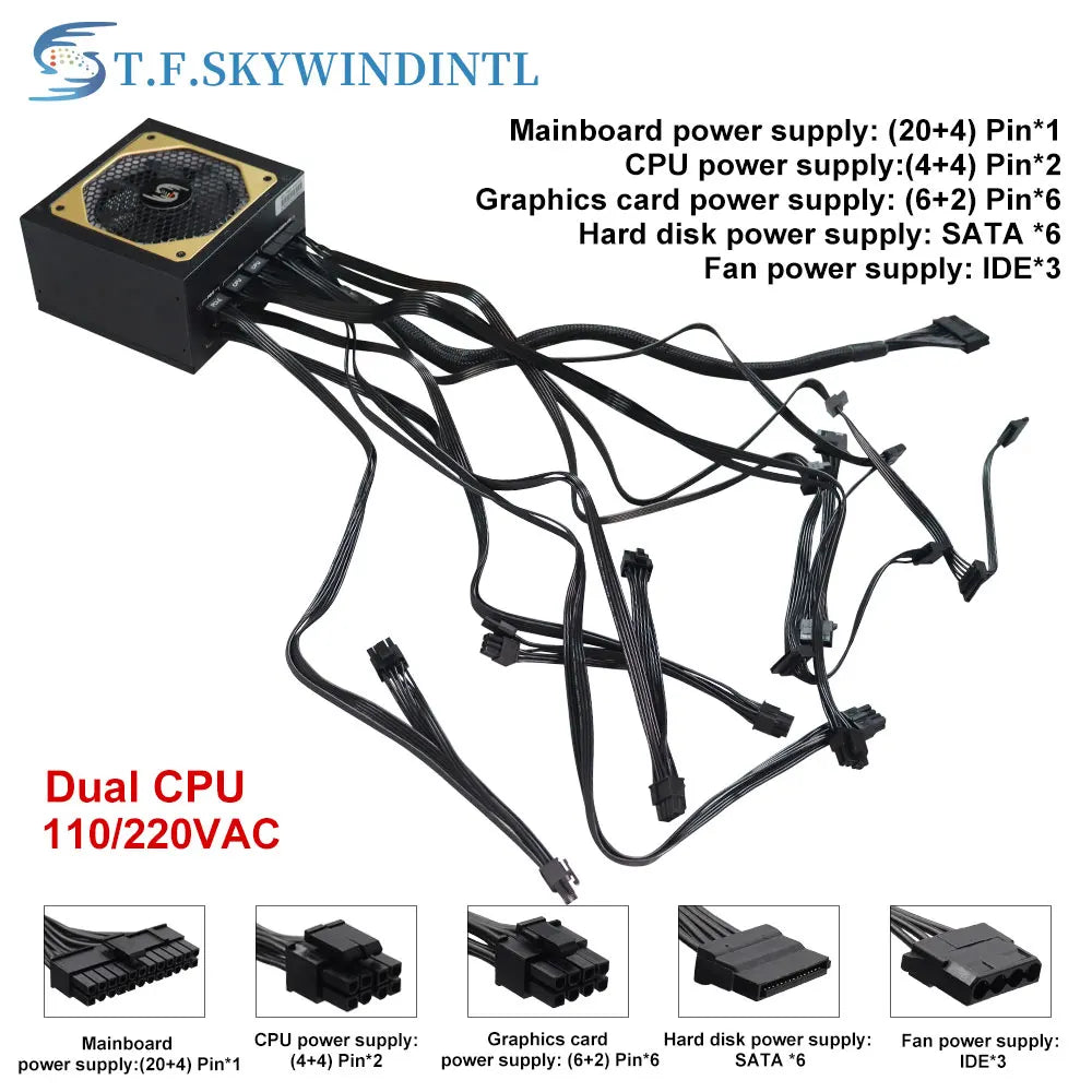 ⚡💻 Fonte de Alimentação T.F.SKYWINDINTL TF1000 – 1000W Full Modular 80 Plus Gold 💻⚡
