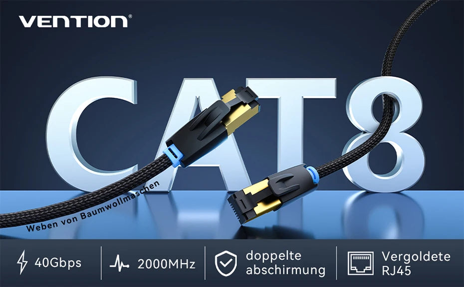 ⚡ Vention CAT8 Ethernet Cable – Velocidade Máxima e Estabilidade Profissional
