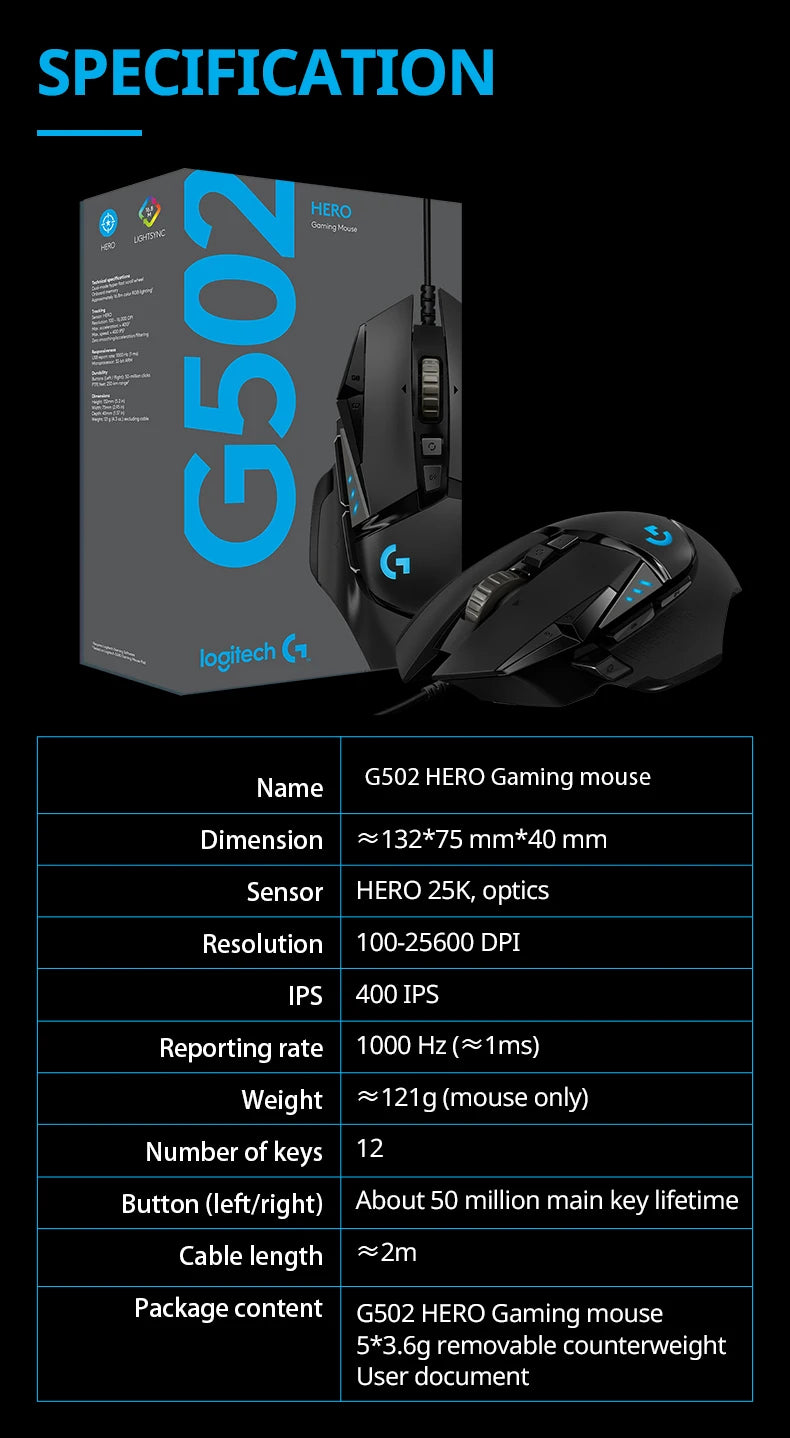 🖱️ Mouse Gamer Logitech G502 HERO