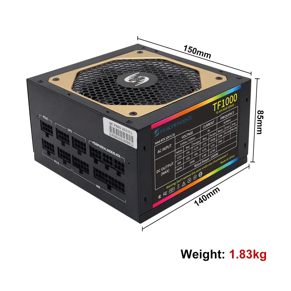 ⚡💻 Fonte de Alimentação T.F.SKYWINDINTL TF1000 – 1000W Full Modular 80 Plus Gold 💻⚡