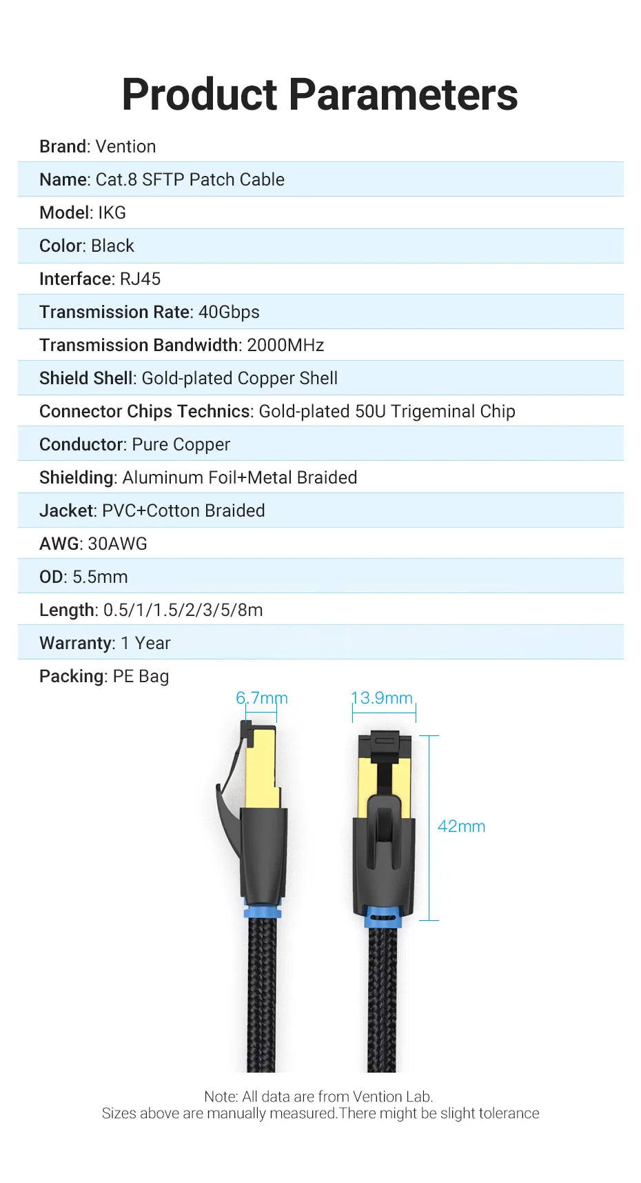 ⚡ Vention CAT8 Ethernet Cable – Velocidade Máxima e Estabilidade Profissional