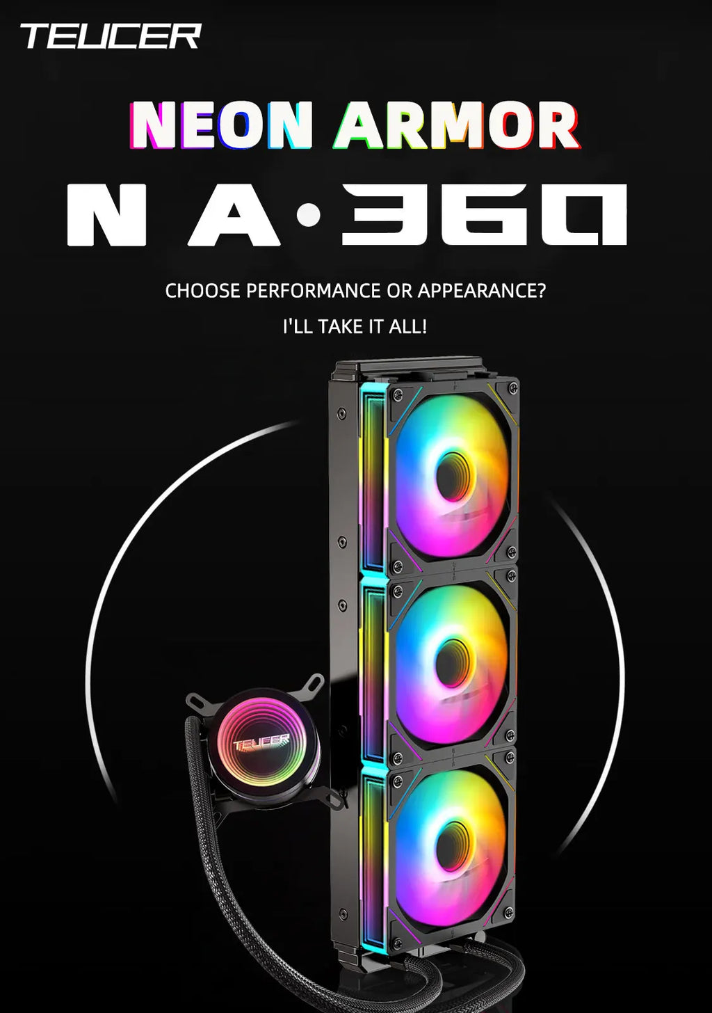❄️ TEUCER NA-360 – Resfriamento Líquido 360mm com ARGB para Máxima Performance