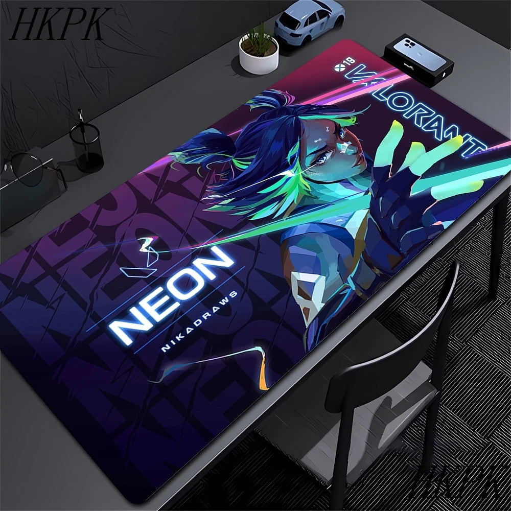 Mouse Pad Gamer Valorant XXL 90x40cm | Tapete Gaming Extended com Bordas Costuradas | Base Borracha Natural Antiderrapante | Superfície HD Impermeável | Compatível Óptico e Laser | Teclado e Mouse