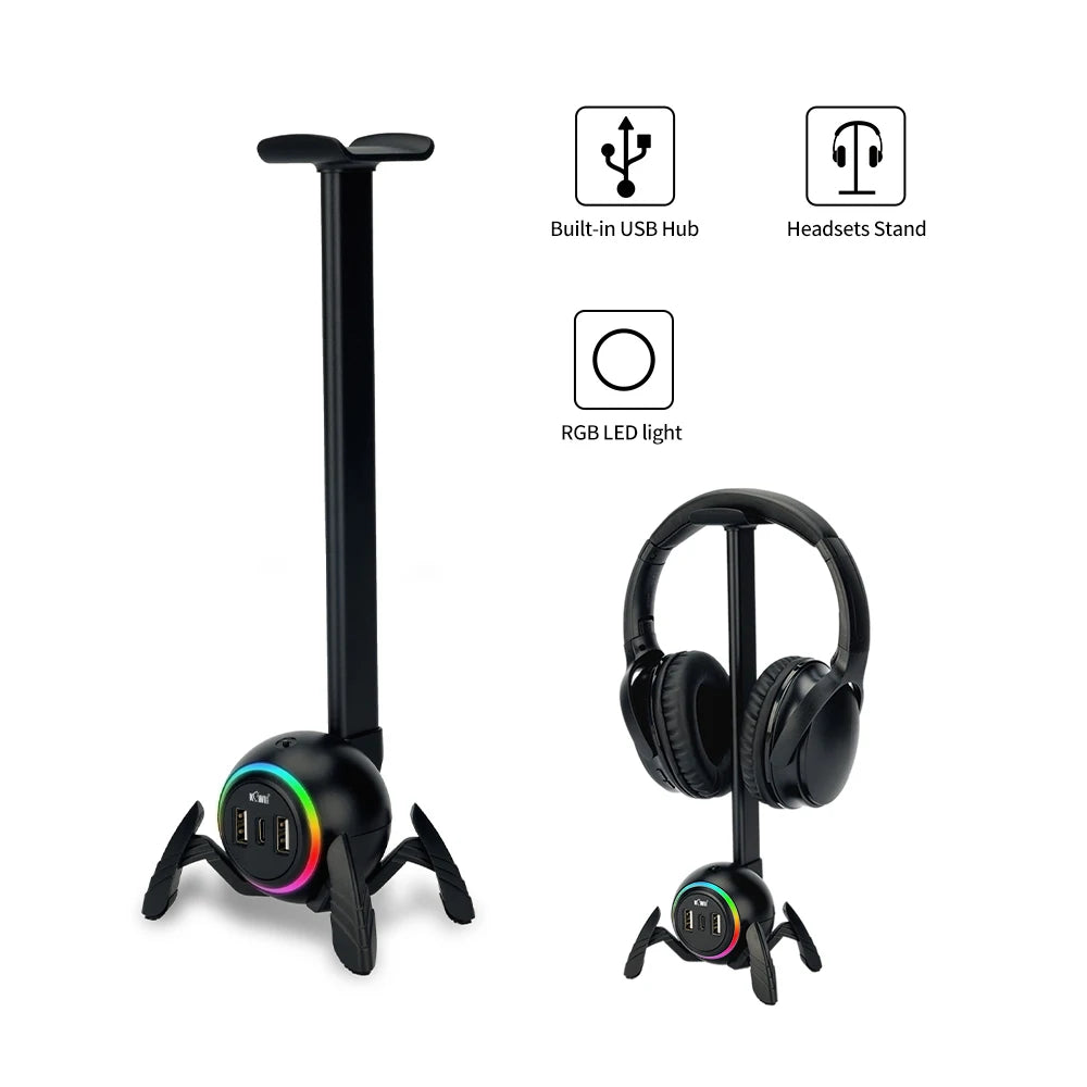 🎧🕷️ Suporte para Headset Spider RGB – Transforme sua Mesa Gamer em um Show de Luzes! 🕷️🎧