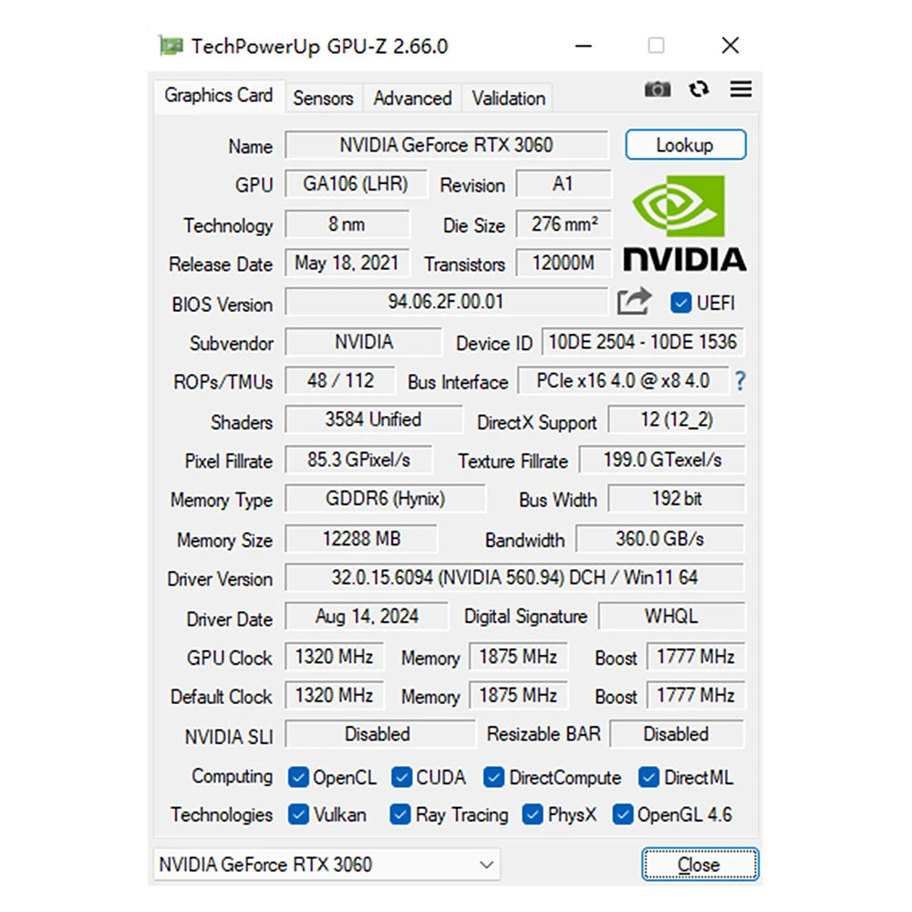 SOYO NVIDIA GeForce RTX 3060 12GB GDDR6 192-bit Graphics Card – Gaming GPU for Desktop PC 