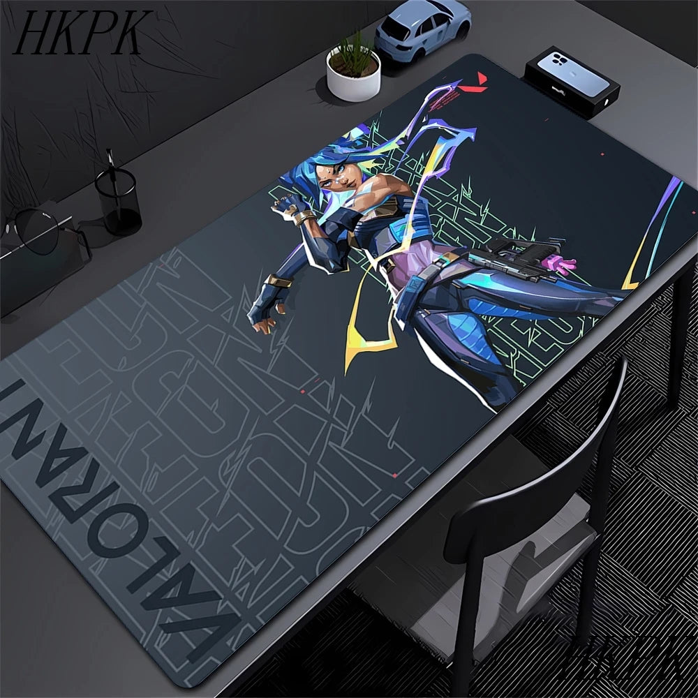 Mouse Pad Gamer Valorant XXL 90x40cm | Tapete Gaming Extended com Bordas Costuradas | Base Borracha Natural Antiderrapante | Superfície HD Impermeável | Compatível Óptico e Laser | Teclado e Mouse