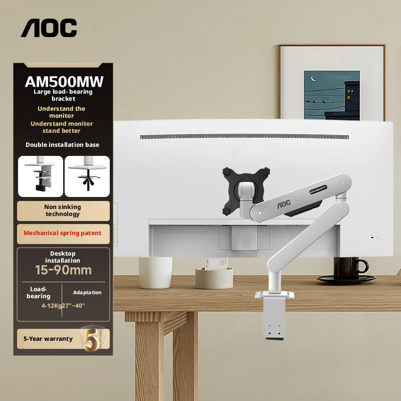 AOC AM500 MAX – Suporte Articulado Premium para Monitor 27”–40”
