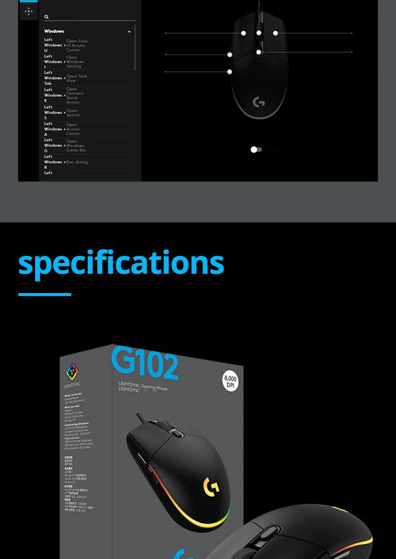 🖱️ Mouse Gamer Logitech G102 LIGHTSYNC RGB