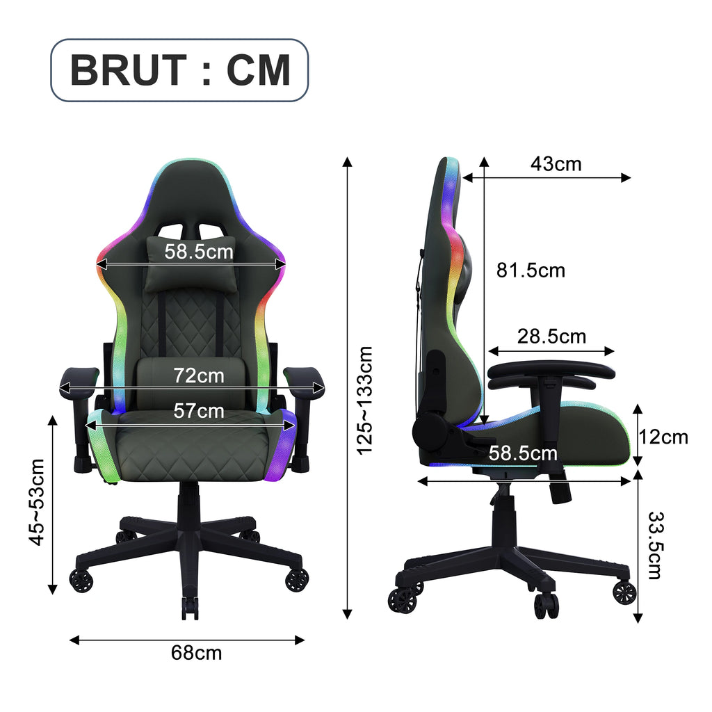 Cadeira Gamer Ergonômica com Massagem e LED RGB
