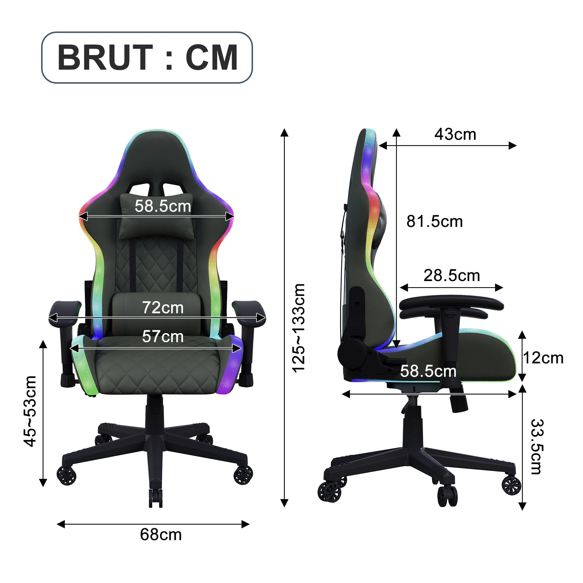 Cadeira Gamer Ergonômica com Massagem e LED RGB