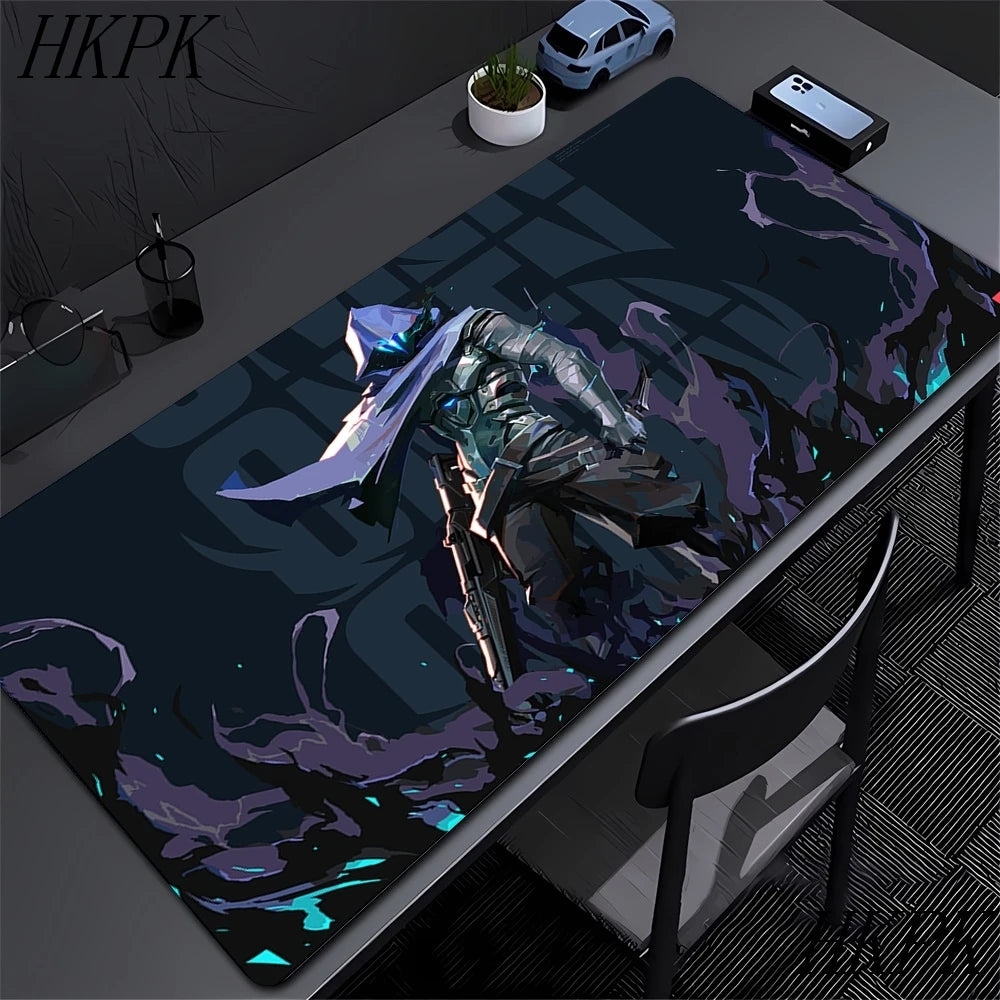 Mouse Pad Gamer Valorant XXL 90x40cm | Tapete Gaming Extended com Bordas Costuradas | Base Borracha Natural Antiderrapante | Superfície HD Impermeável | Compatível Óptico e Laser | Teclado e Mouse