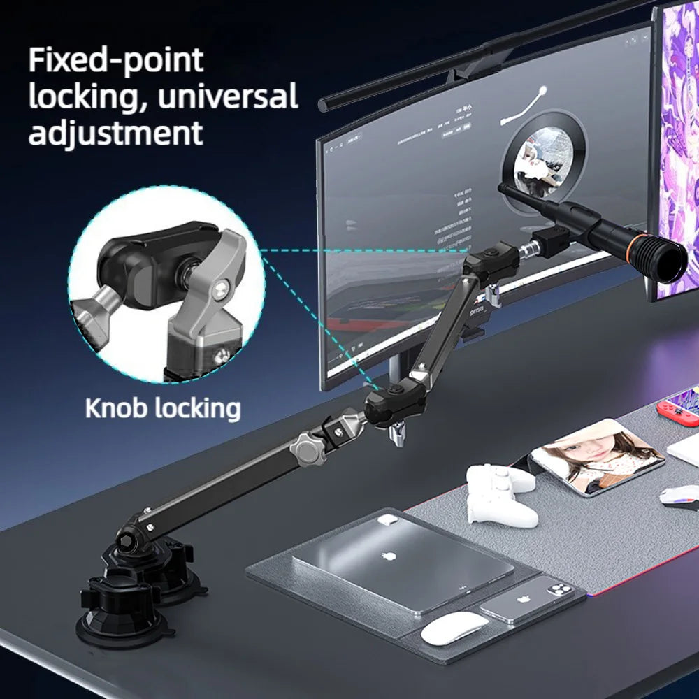 Braço Profissional para Microfone em Alumínio – Rotação 360°, Ajuste Telescópico e Design sem Molas