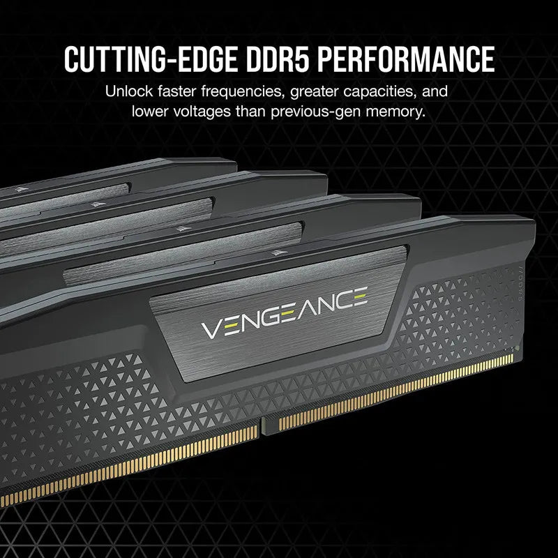 Memória CORSAIR DDR5 VENGEANCE – 16GB e 32GB para Desktop, Frequências de 5200MHz a 6400MHz