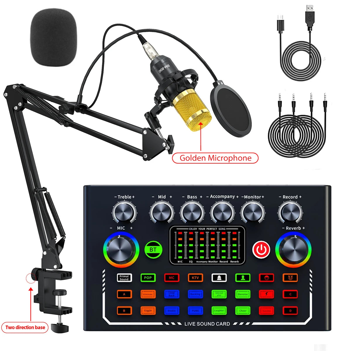 F009 Live Sound Card + Microfone BM800