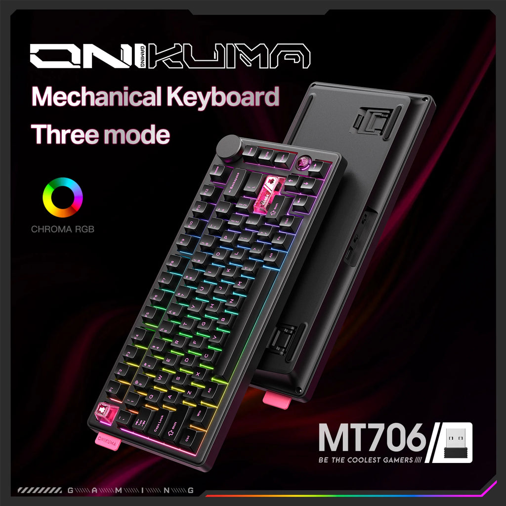 Teclado Mecânico Gamer RGB ONIKUMA MT706 – 81 Teclas | Wireless + Bluetooth