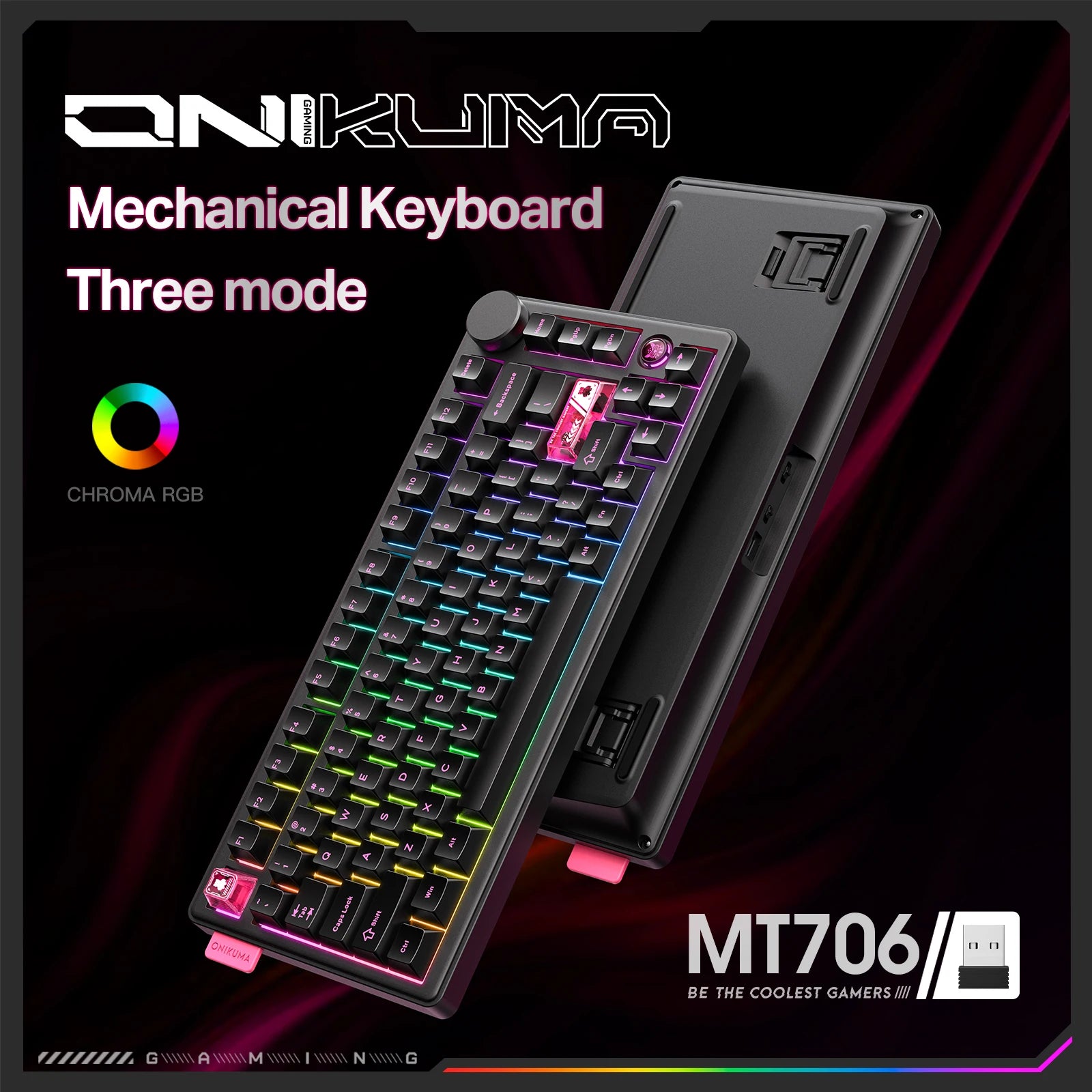 Teclado Mecânico Gamer RGB ONIKUMA MT706 – 81 Teclas | Wireless + Bluetooth