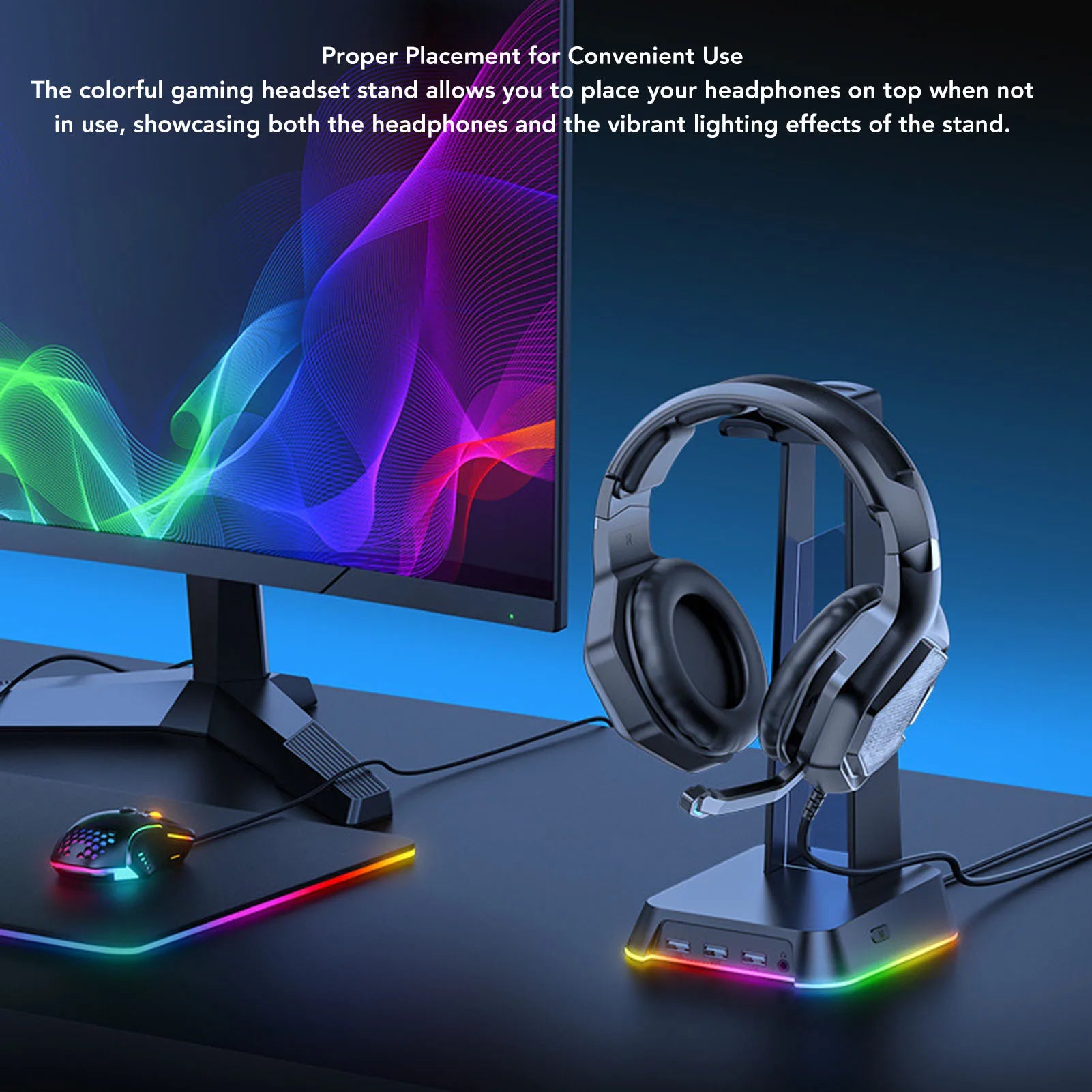 🎧✨ Suporte Gamer para Headset com Iluminação RGB, Porta USB e Design Multifuncional ✨🎧