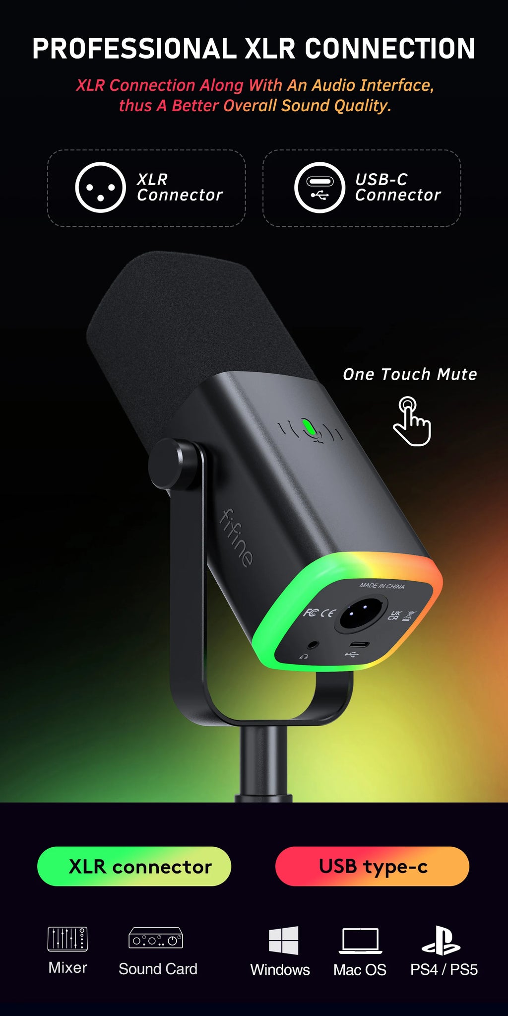 🎙️ FIFINE AM8 Dynamic Microphone – Som Profissional para Jogos, Streaming e Estúdio