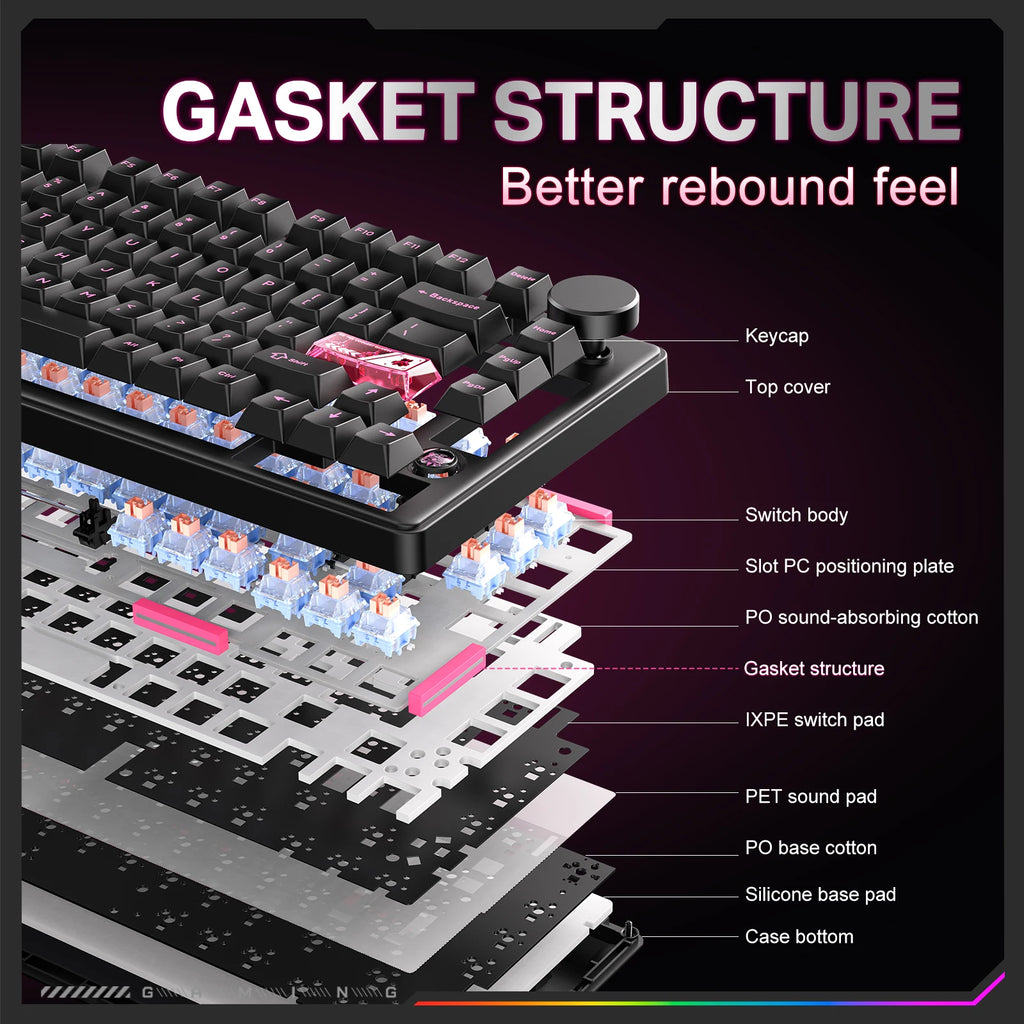 Teclado Mecânico Gamer RGB ONIKUMA MT706 – 81 Teclas | Wireless + Bluetooth