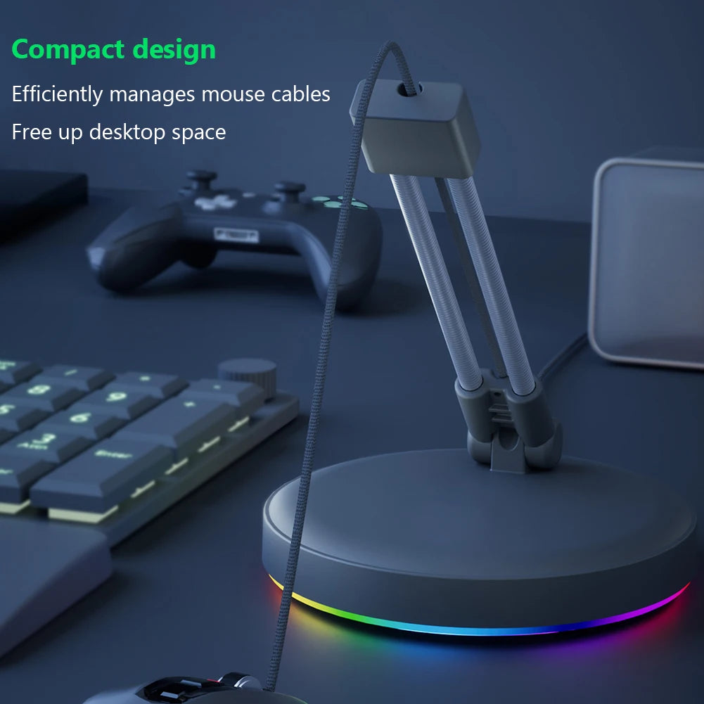 🖱️🌈 RGB Mouse Bungee – Suporte de Cabo com Iluminação Gamer e Base Antiderrapante 🌈🖱️