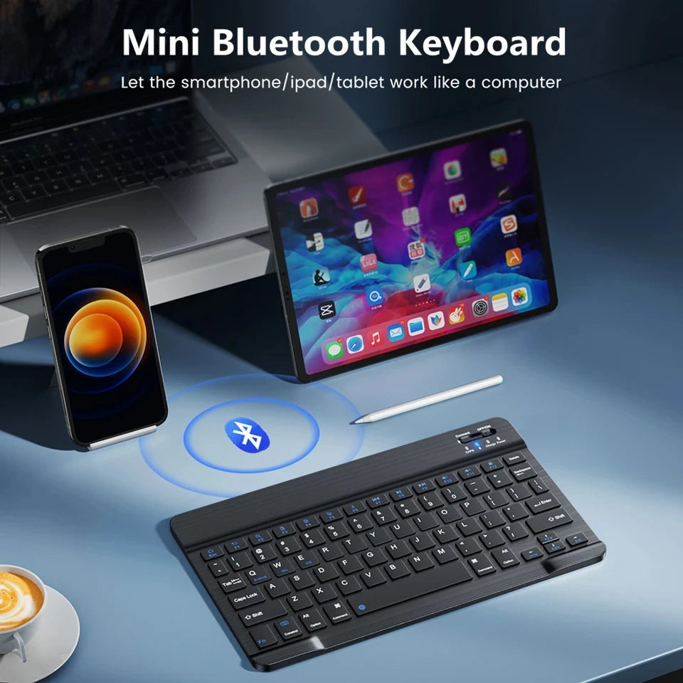 Teclado Bluetooth Sem Fio com Mouse