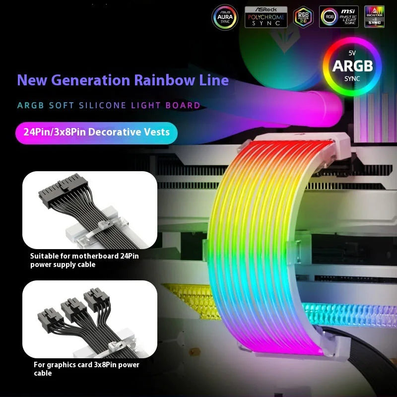 Cabo de Extensão de Energia com Iluminação A-RGB TEUCER 5V 3Pin