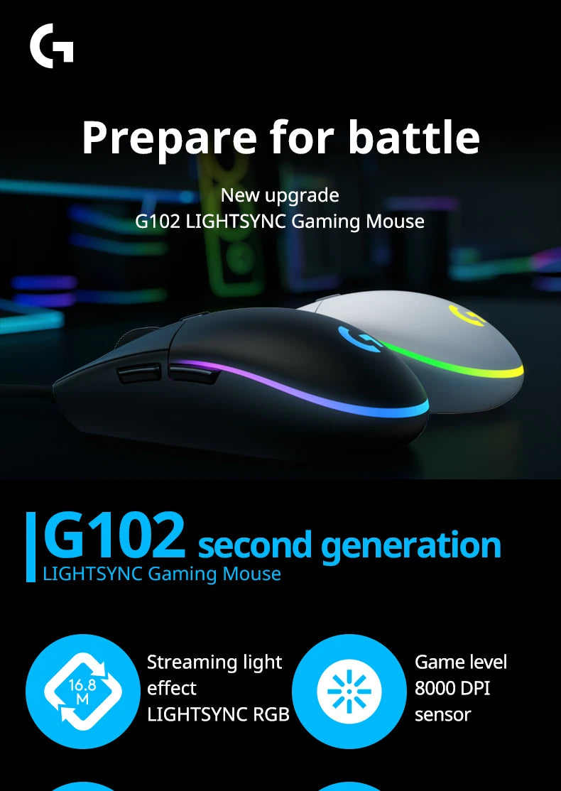 🖱️ Mouse Gamer Logitech G102 LIGHTSYNC RGB