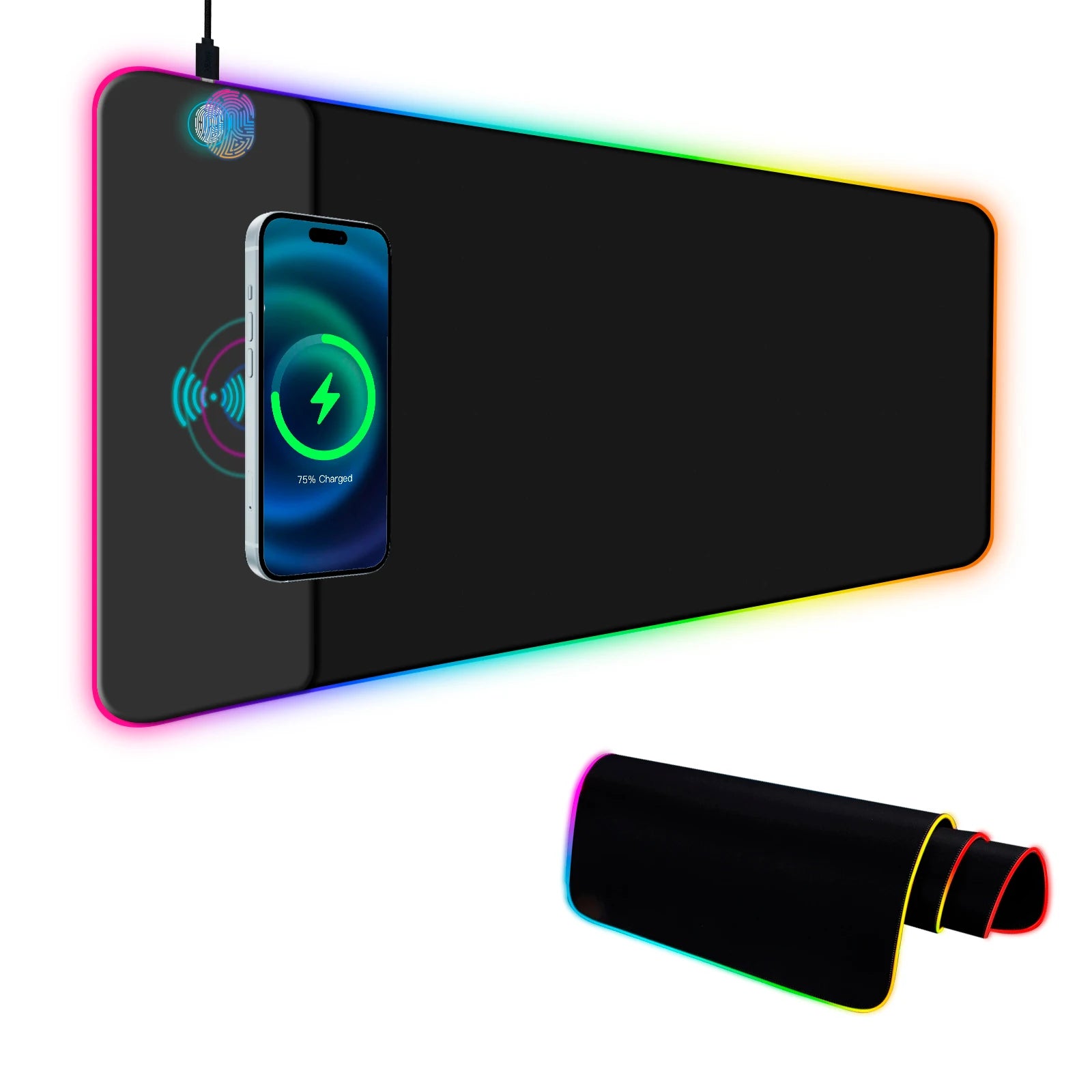 RGB Wireless Charging Gaming Mouse Pad – Performance + Estilo na tua Setup