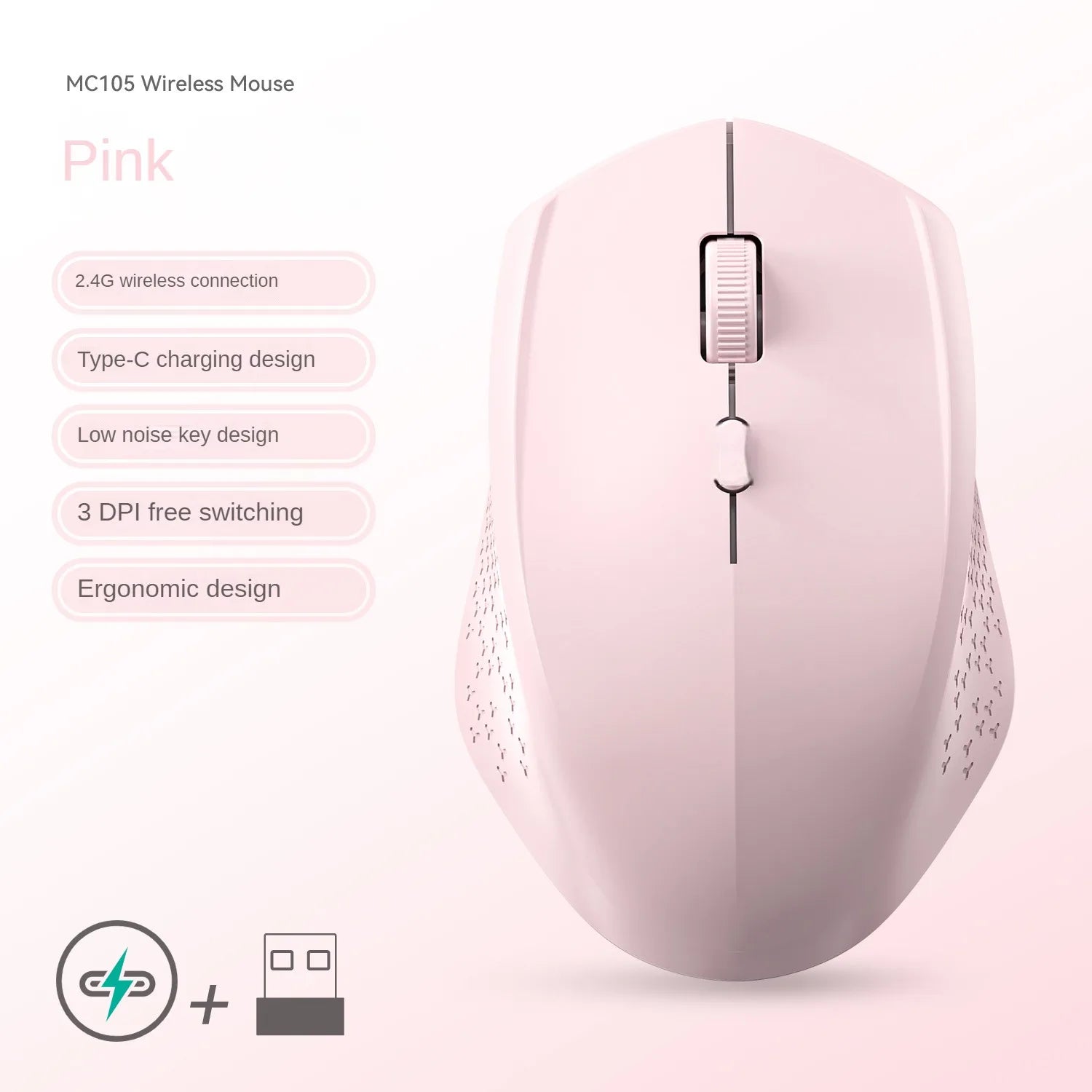 Mouse Bluetooth 5.2 + 2.4G Sem Fio Recarregável,