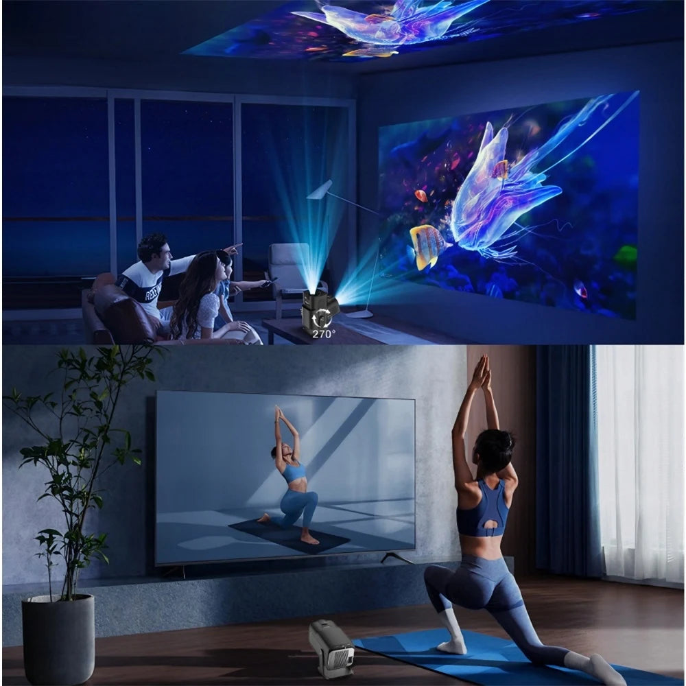 🎮🎥 PROJETOR LED 4K PORTÁTIL + 2 CONTROLES SEM FIO + ANDROID + WI-FI
